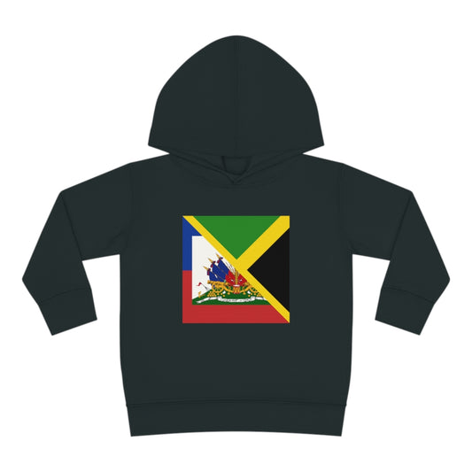 Toddler Haitian Jamaican Flag Pullover Fleece Hoodie | Unisex Boy Girl Haiti Jamaica