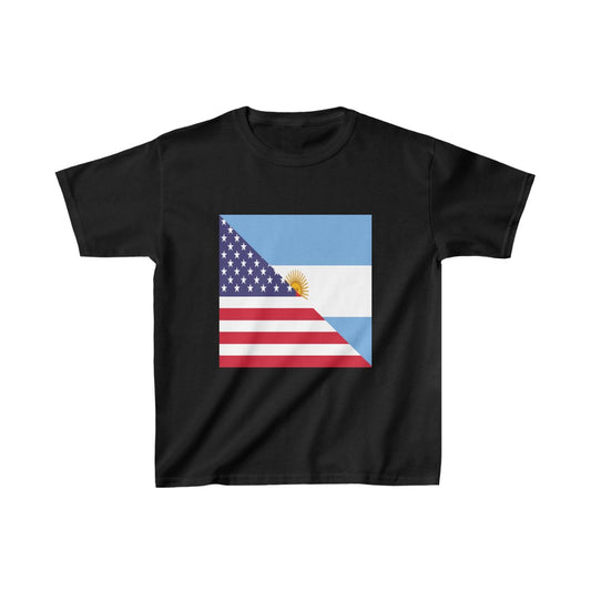Kids Argentina American Flag Argentinian USA Half T-Shirt | Unisex Tee Shirt