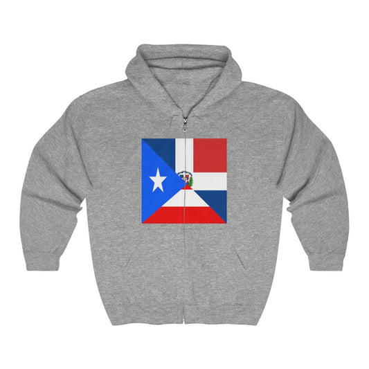 Puerto Rican Dominican Republic Flag Half PR DR Zip Hoodie | Hooded Sweatshirt