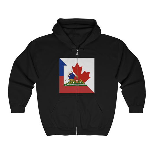 Haitian Canadian Flag | Half Haiti Canada Canadien Zip Hoodie | Hooded Sweatshirt