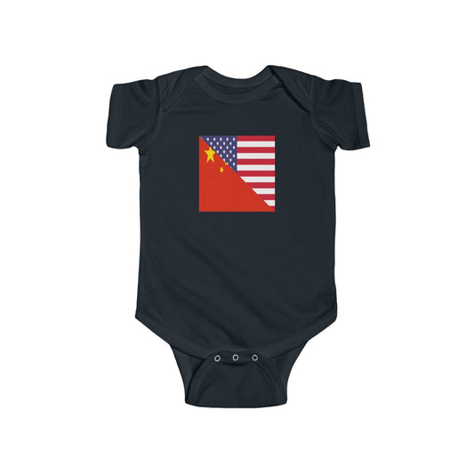 Chinese American Flag Baby Bodysuit | China USA Newborn Boy Girl