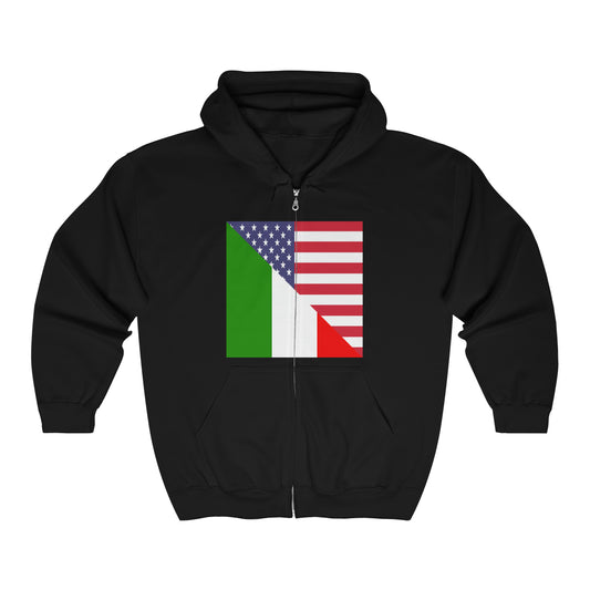 Italian American Flag Italy Italiano USA Zip Hoodie | Hooded Sweatshirt
