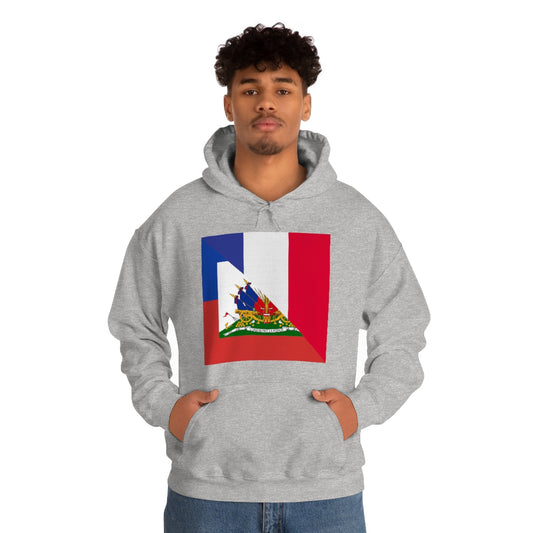 French Haitian Flag Hoodie | Unisex Half Haiti France Pullover