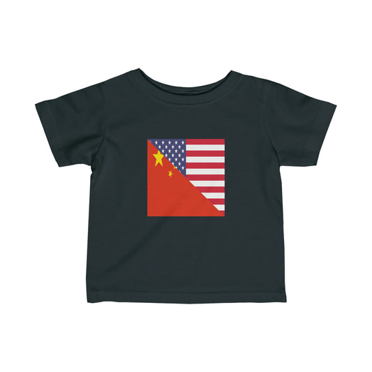 Infant Chinese American Flag China USA Toddler Tee Shirt