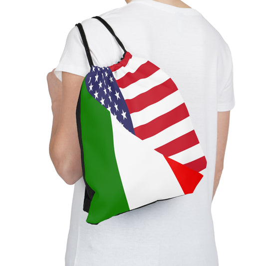 Italian American Outdoor Drawstring Bag | Half Italy USA Gym Sack