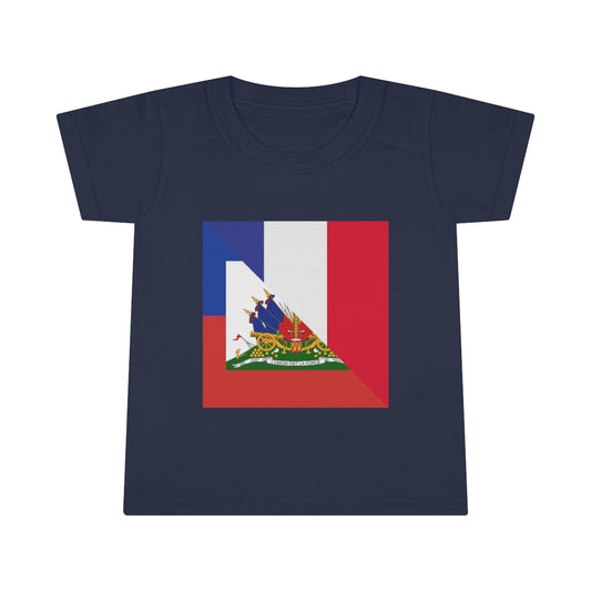 Toddler French Haitian Flag T-Shirt | France Haiti Boy Girl Shirt
