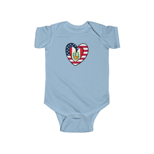 Baby American Peruvian Flag Inner Heart Bodysuit | Unisex USA Peru
