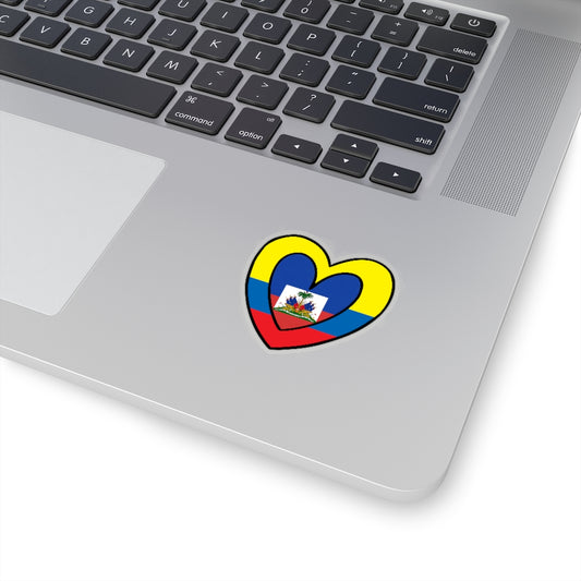 Colombian Haitian Flag Inner Heart Sticker | Colombia Haiti Accessory