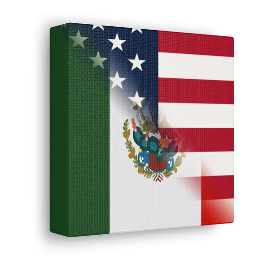 Mexico America Flag | Half US Mexican Canvas Gallery Wraps | Wall Art