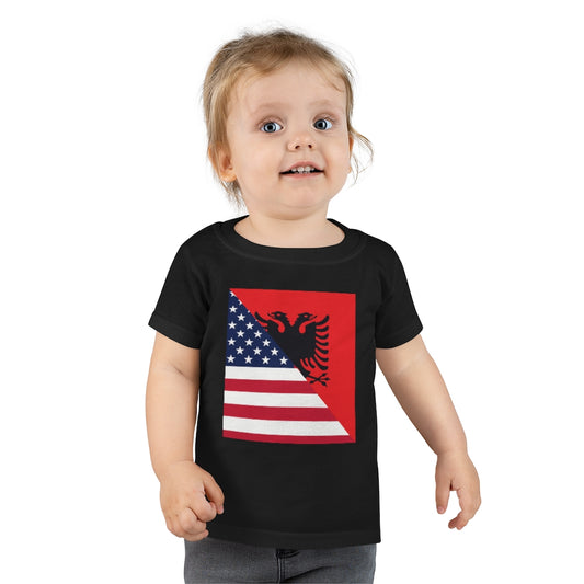 Toddler Albania America Flag T-Shirt | Unisex USA Albanian Clothing