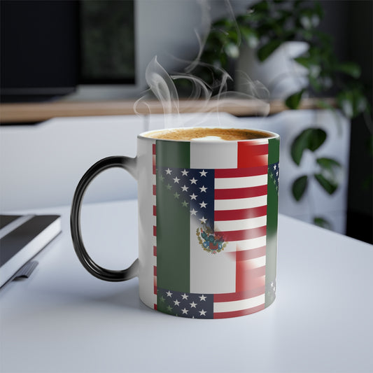 Mexican American Flag Color Morphing Mug 11oz | Mexico USA Cup
