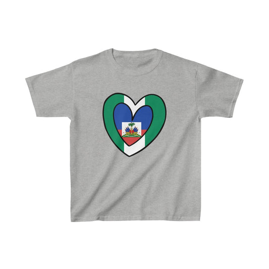 Kids Nigerian Haitian Flag Inner Heart Nigeria Haiti  T-Shirt | Unisex Tee Shirt