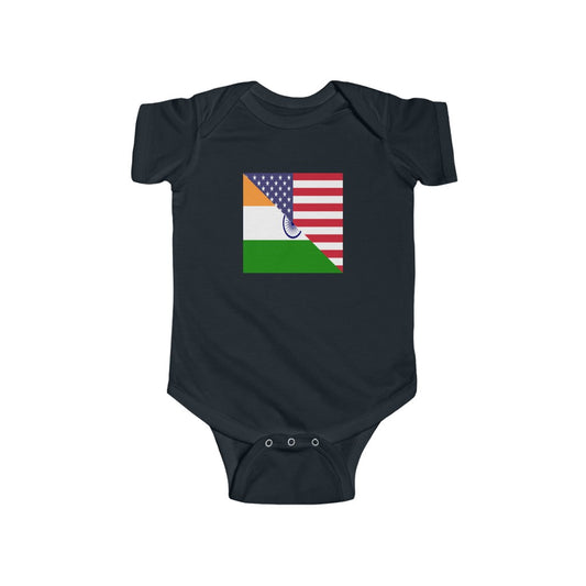 Baby India American Asian Flag Bodysuit | Unisex Indian Newborn