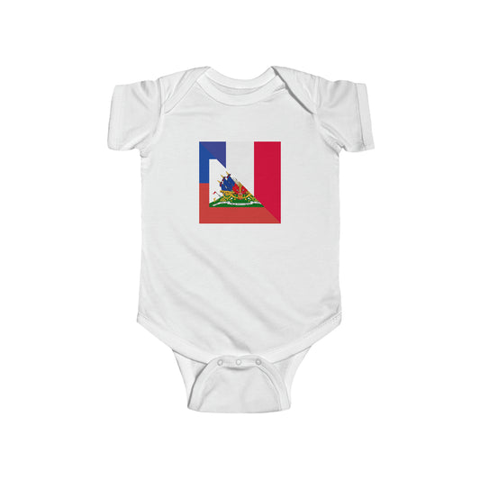 Haitian French Flag Baby Bodysuit | France Haiti Baby Boy Girl