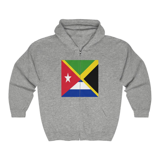 Jamaican Cuban Flag | Jamaica Cuba Zip Hoodie | Hooded Sweatshirt