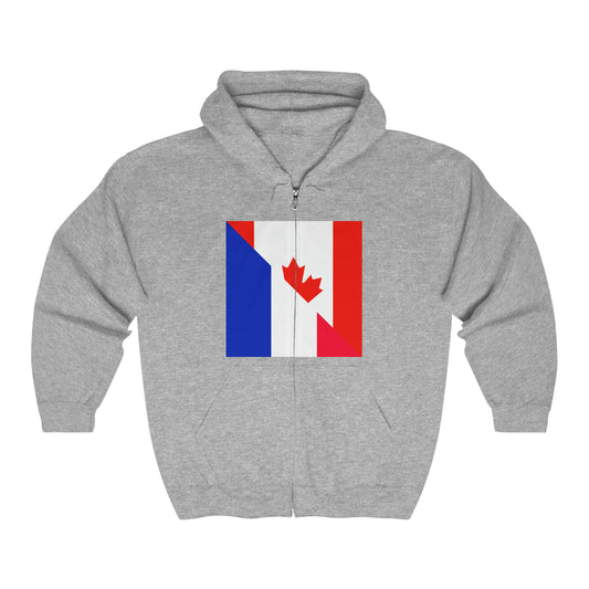 French Canadian Flag France Canada Zip Hoodie | Hooded Sweatshirt