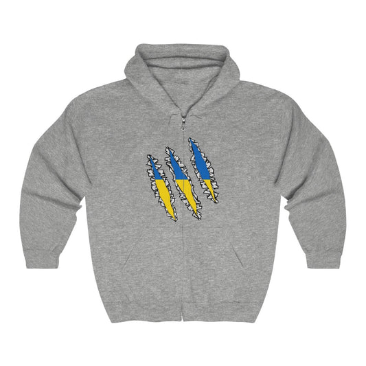 Ukrainian Flag Slash Ukraine Inside Zip Hoodie | Hooded Sweatshirt