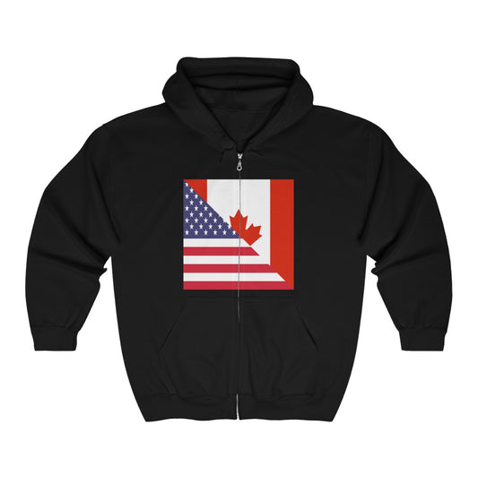Canadian American Flag Canada USA Zip Hoodie | Hooded Sweatshirt