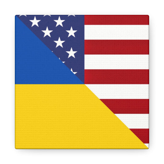 Ukrainian American Flag | Half Ukraine USA Canvas Gallery Wraps | Wall Art