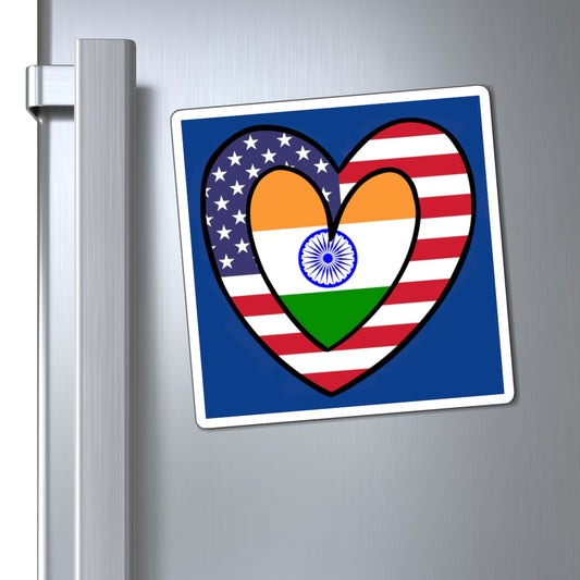 American Asian Indian Flag Inner Heart USA India Magnet