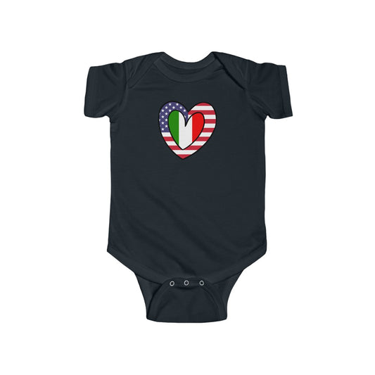Baby American Italian Flag Inner Heart Bodysuit | Unisex USA Italy