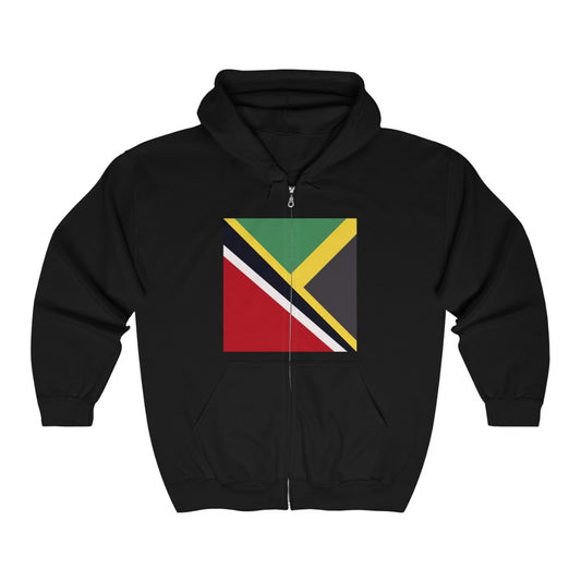 Trini Jamaican Flag | Trinidad Jamaica Flag Zip Hoodie | Hooded Sweatshirt
