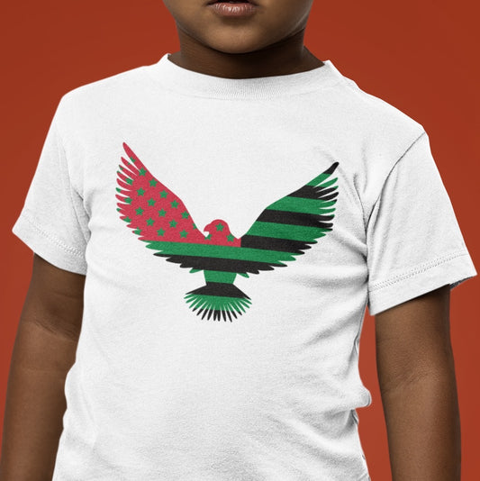 Kids Pan African Flag US Eagle | Juneteenth Jubilee Day T-Shirt | Unisex Tee Shirt