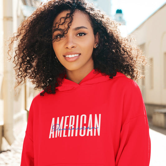 Dominican American Understated Hoodie |  DR Republic USA Hooded Sweatshirt