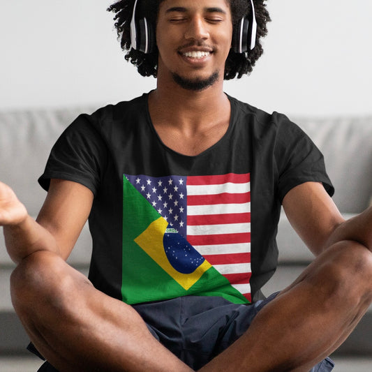 Brazilian American Flag Tee Shirt | Brazil USA Tshirt