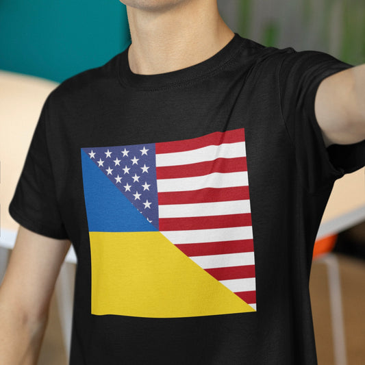 Ukraine America Flag T Shirt | USA Ukrainian American Tee