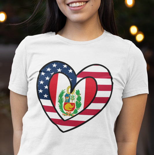 Peruvian American Inner Heart Flag Tee | Unisex Peru USA Shirt