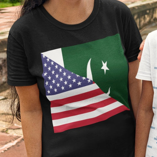 Pakistani American Flag Tee Shirt | Pakistan USA Tshirt