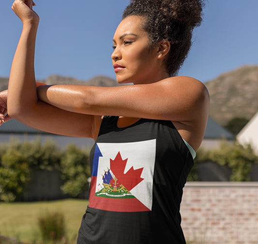 Half Haitian Canadian Flag Tank Top | Haiti Canada Beater