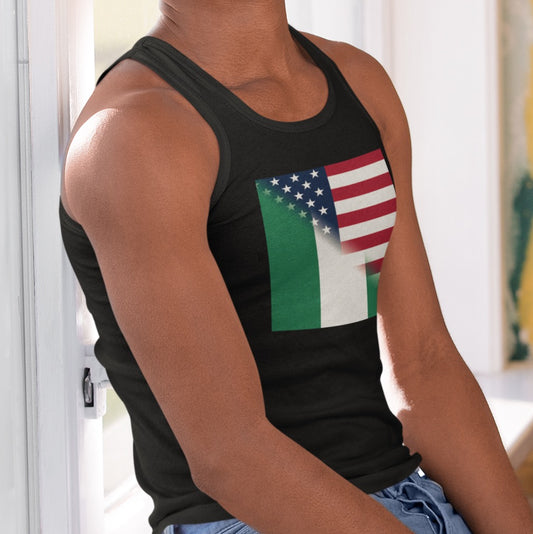 Half Nigerian - American Flag Tank Top | USA Naija Men Women Apparel
