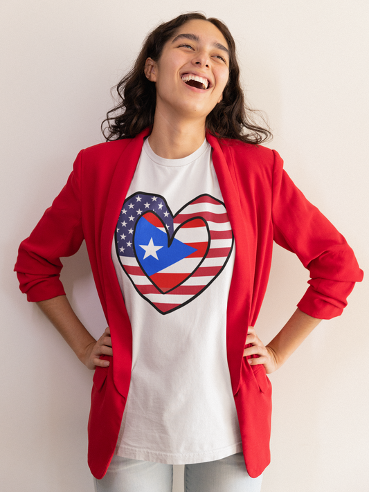 Puerto Rico USA Inner Flag Inner Heart Tee | Unisex Rican American Shirt