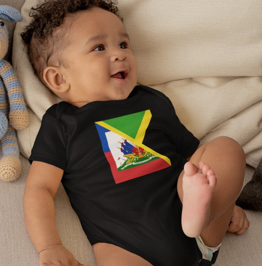 Haitian Jamaican Flag Baby Bodysuit | Haiti Jamaica Unisex Baby Boy Girl