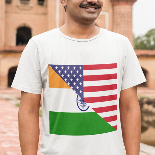 American Asian India Flag Tee Shirt | Unisex Indian USA TShirt