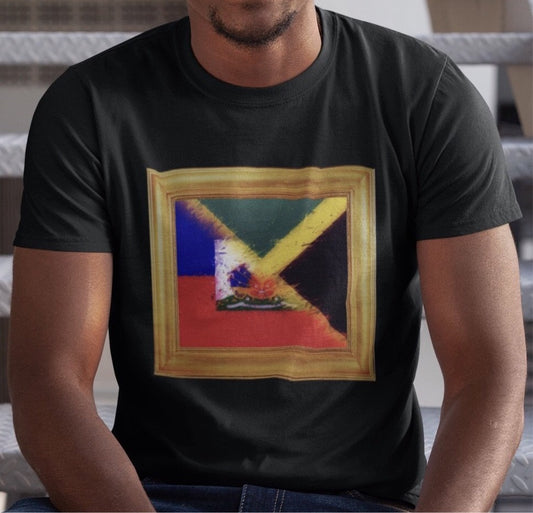 Haitian-Jamaican Flag Painting Tee | Haiti Jamaica Shirt