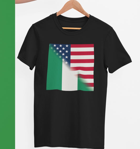 Half Nigeria America Flag Tee Shirt | United States Nigerian Men Women Clothing