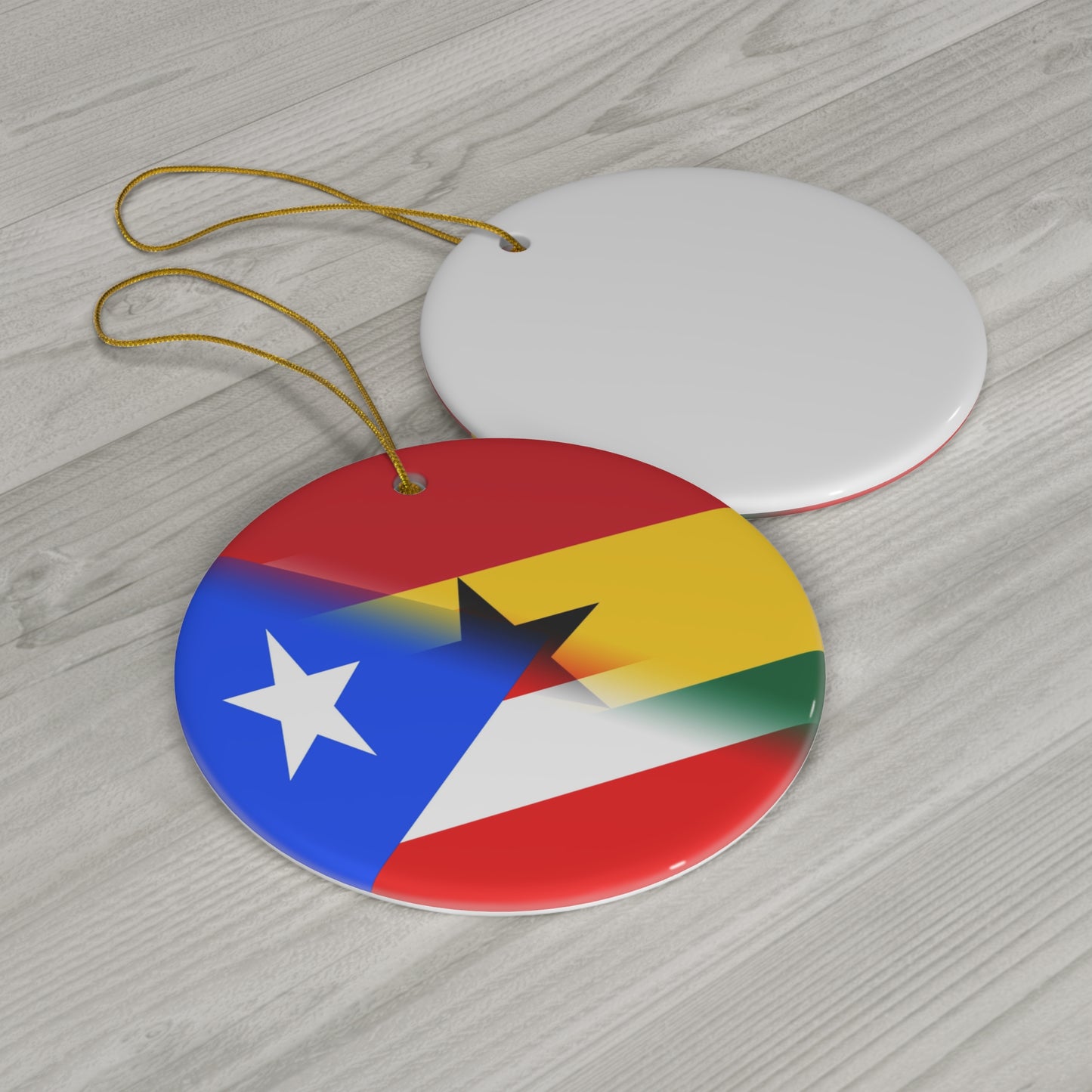 Puerto Rican Ghanaian Flag PR Ghana Ceramic Ornament | Christmas Tree Ornaments