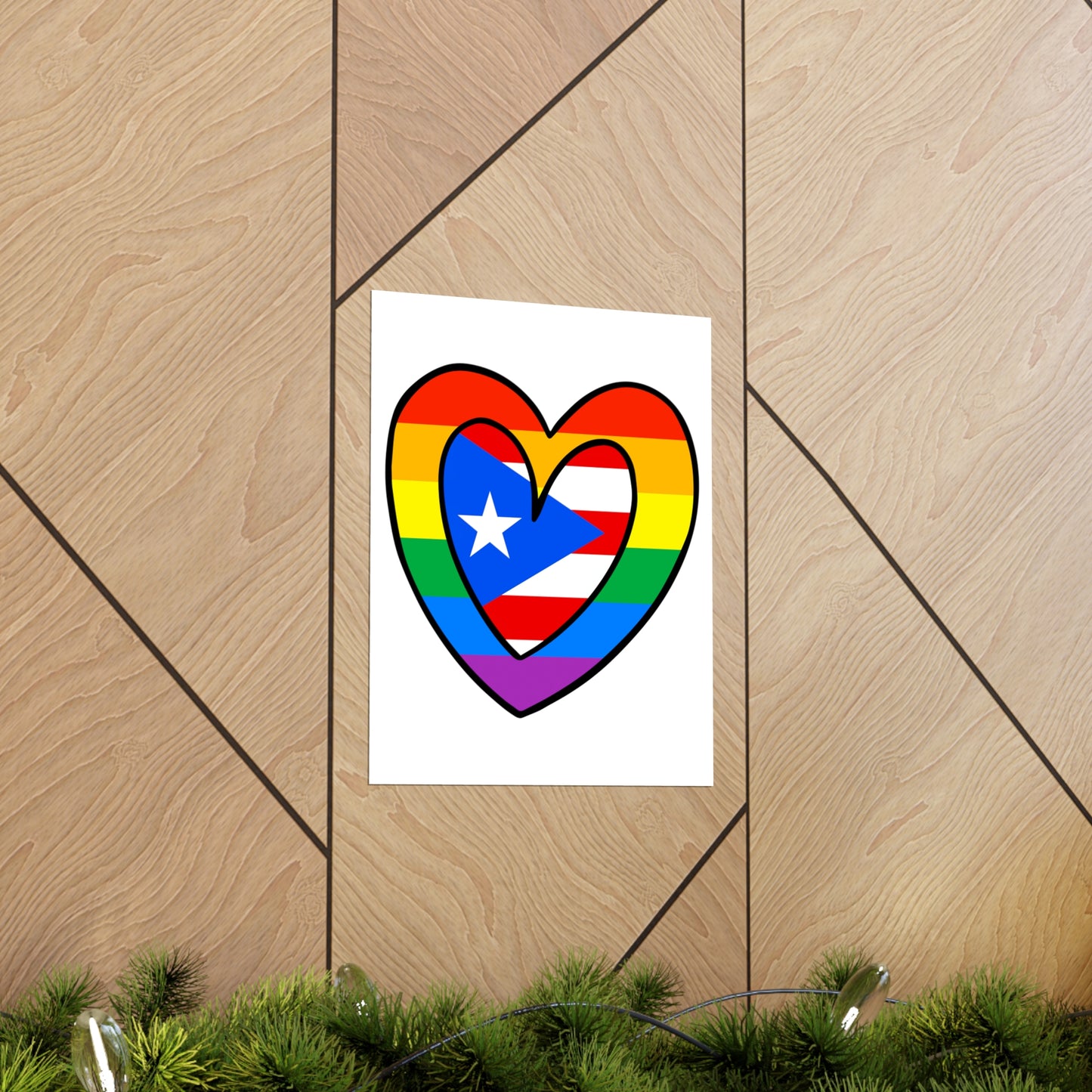 Puerto Rican Rainbow Flag Heart PR Pride Parade Premium Matte Poster