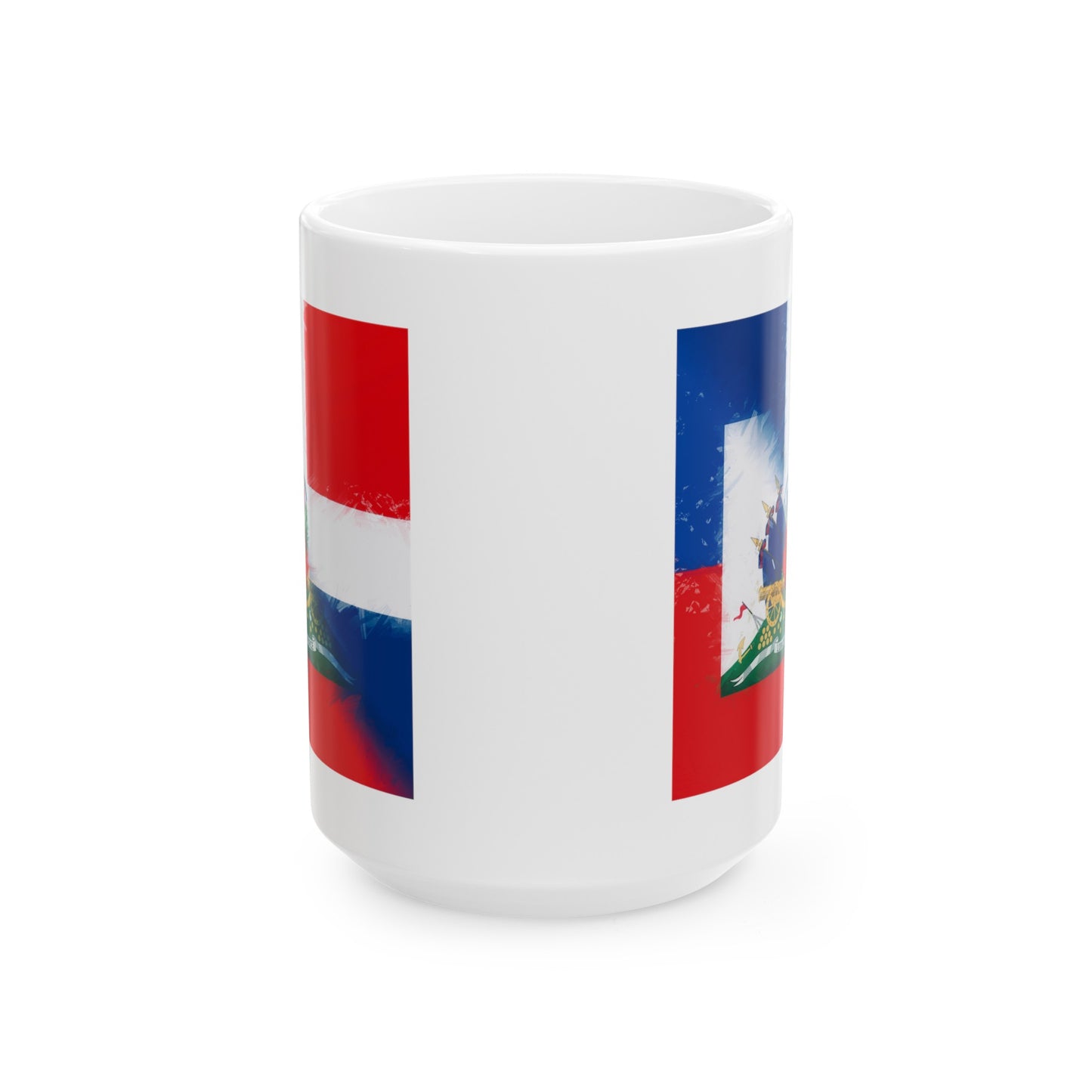 Haiti Dominican Republic Flag | Hispaniola DR Half Haitian Dominican Flag Ceramic Mug 11oz, 15oz Cup