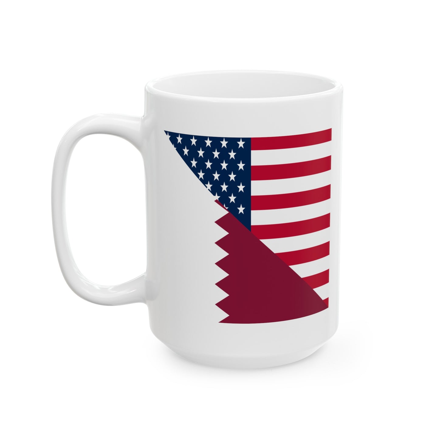 Qatar American Flag Half Qatari USA Ceramic Mug 11oz, 15oz Cup