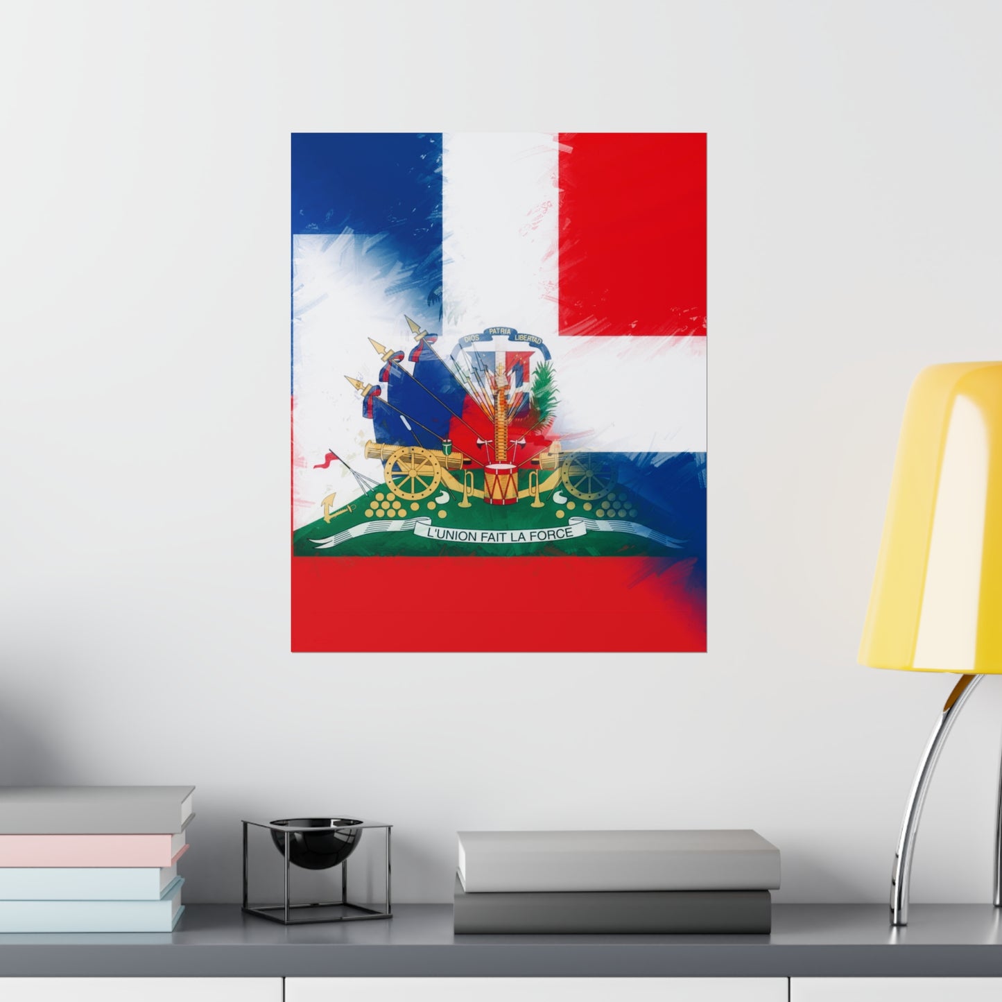 Haiti Dominican Republic Flag | Hispaniola DR Half Haitian Dominican Flag Premium Matte Poster