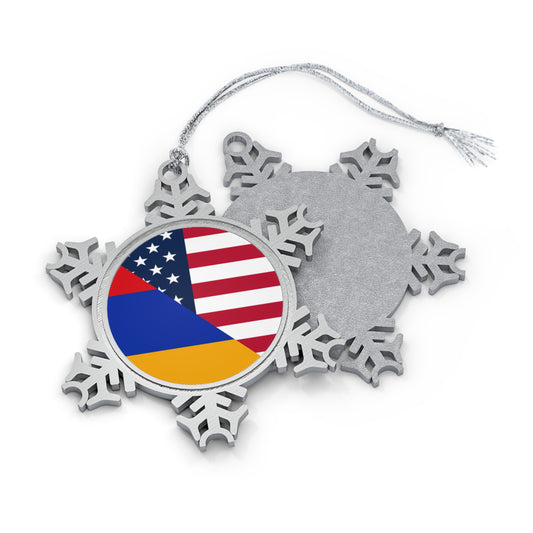 Armenian American Flag Armenia USA Pewter Snowflake Ornament