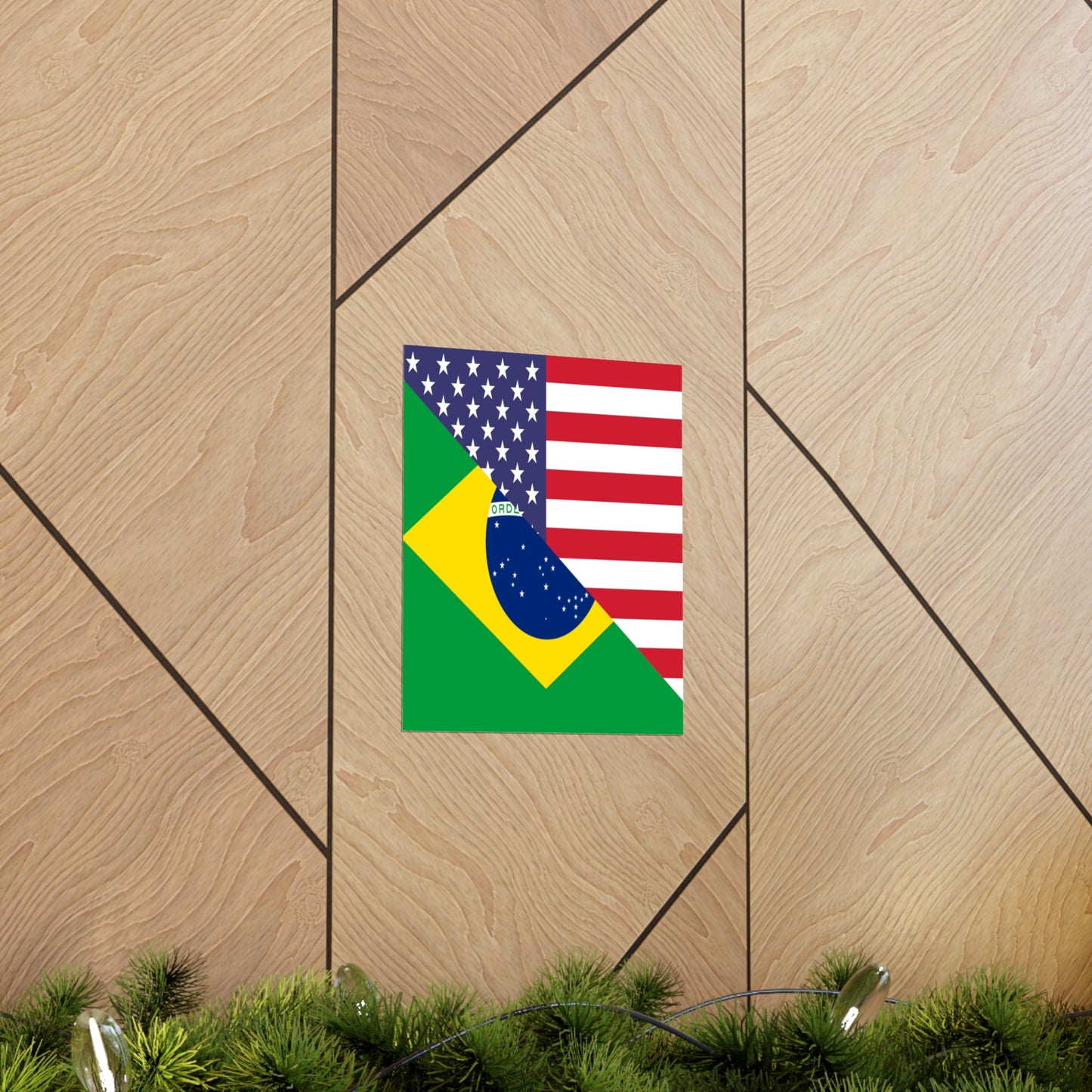 Brazilian American Flag Half Brazil USA Brasil Premium Matte Poster