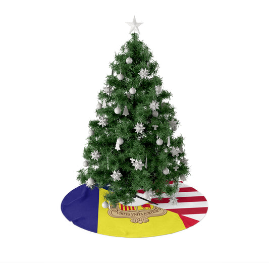 Andorra American Flag Andorran USA Christmas Tree Skirt