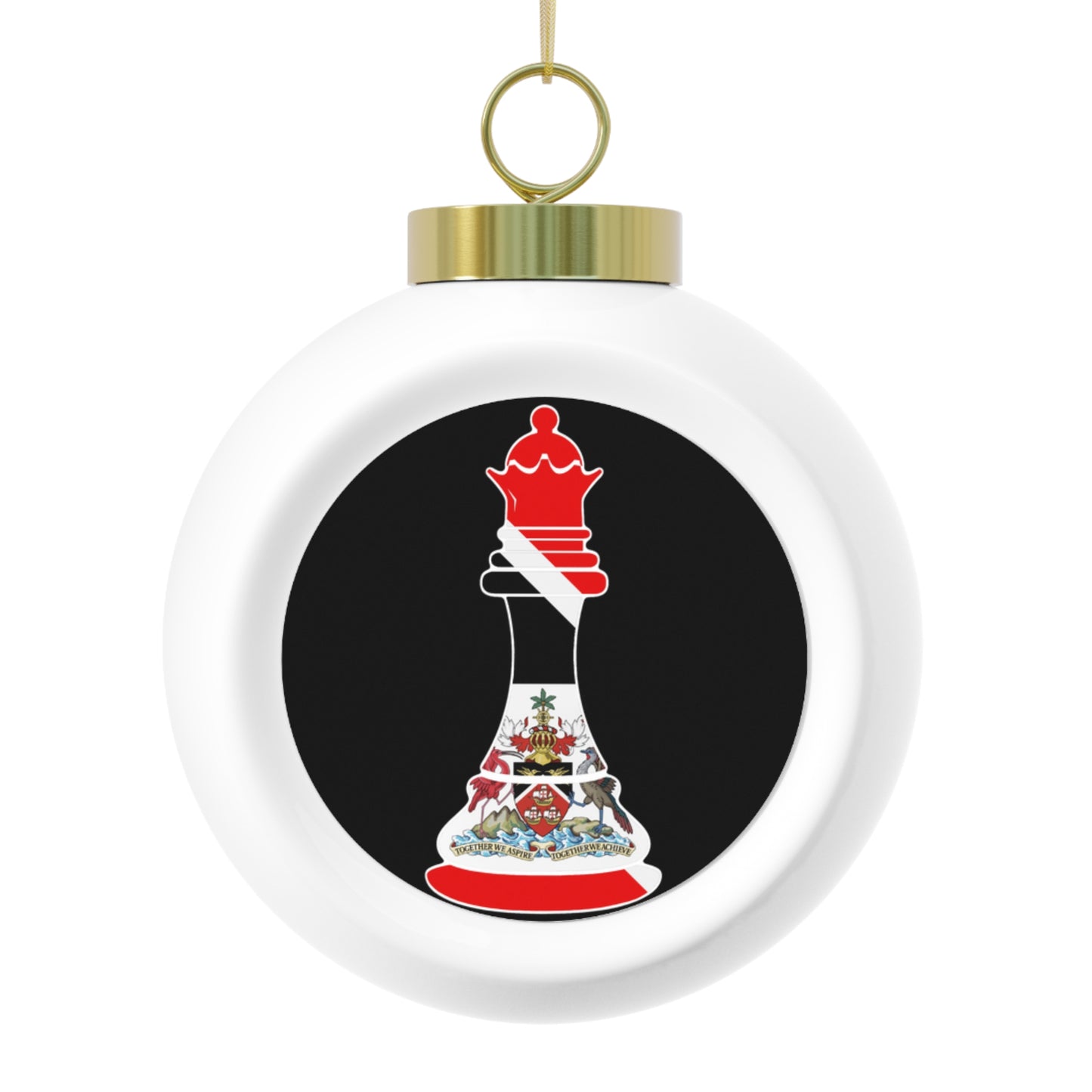 Trini Queen Coat of Arms Trinidad and Tobago Flag Chess Piece Christmas Tree Ball Ornament