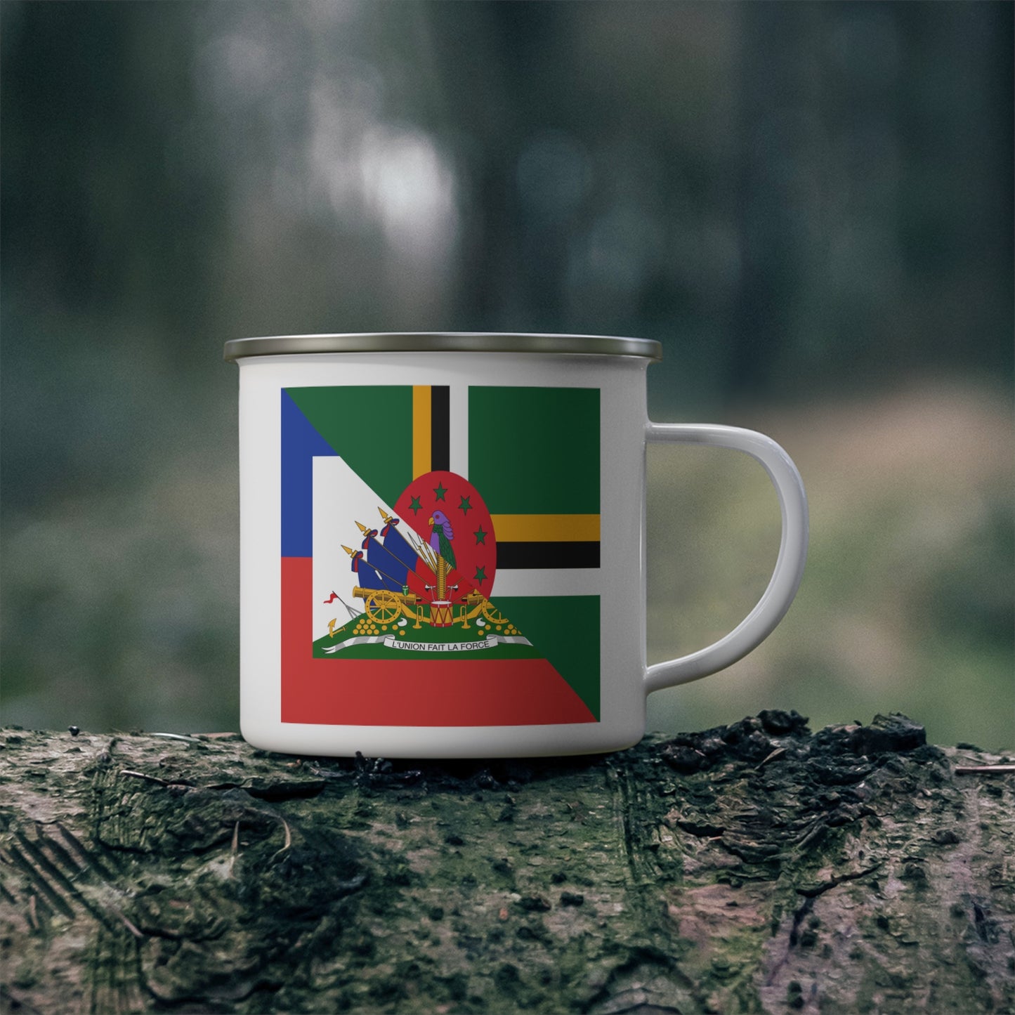 Dominica Haiti Flag Dominican Haitian 12oz Enamel Mug