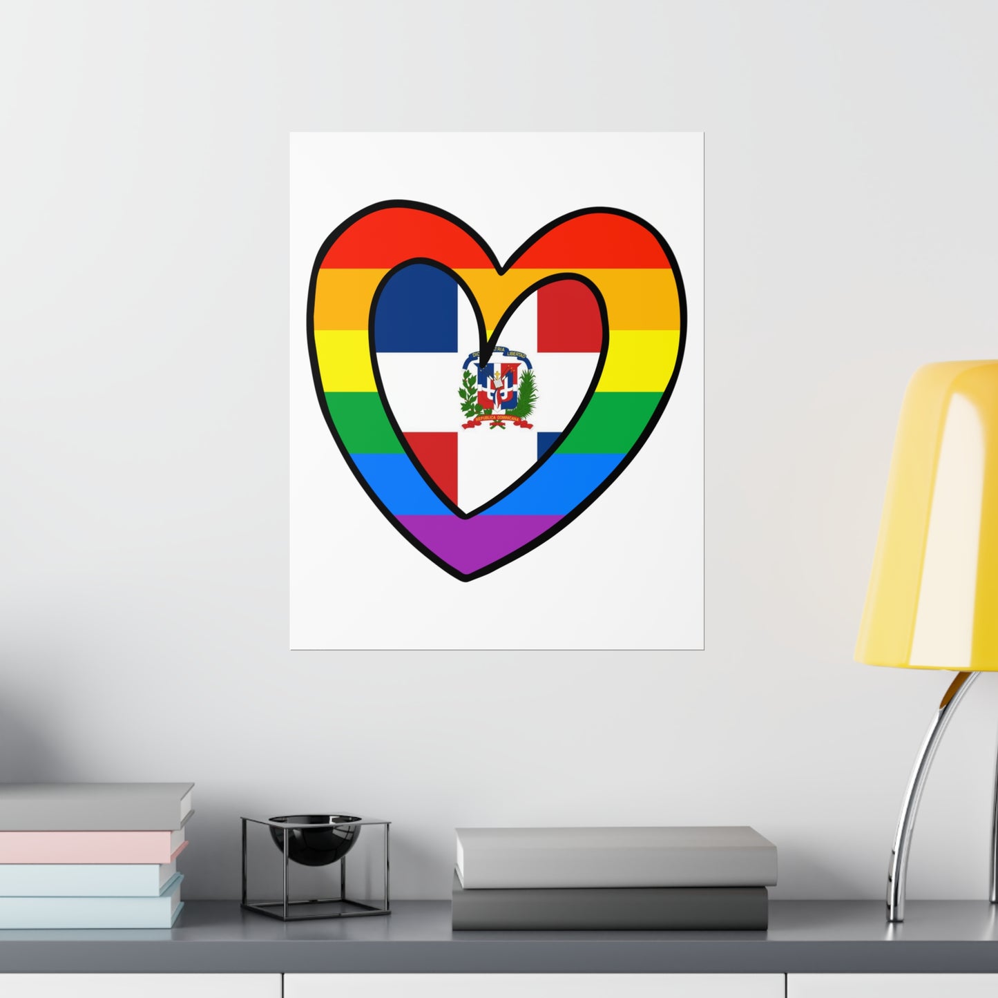 Dominican Rainbow Flag Heart DR Pride Month Premium Matte Poster